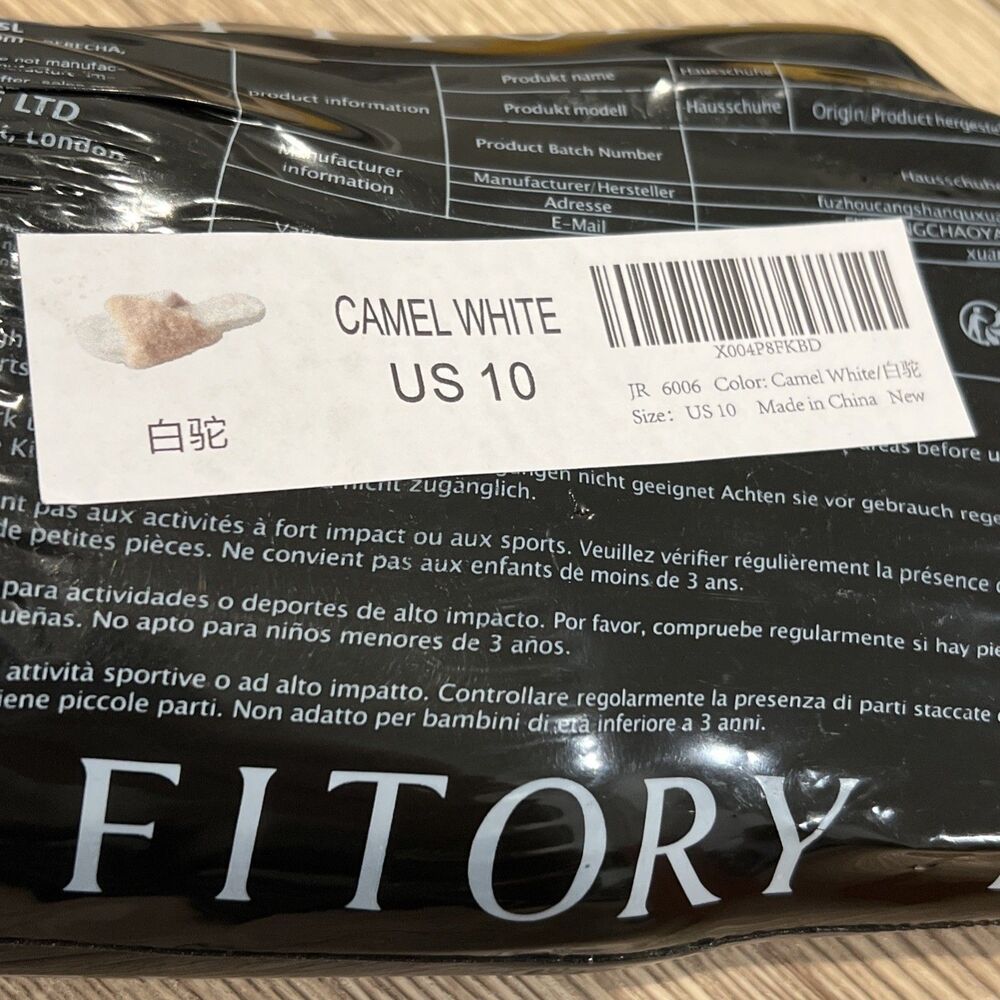 NEW Fitory Open Toe Slipper Faux Fur Slipper Camel Brown Soft Cozy women size 10